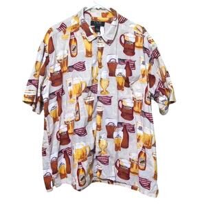 C & B Sport Beer Themed Short Sleeve Shirt Button-Up Mens Size XL
